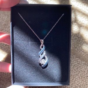 Kay’s jeweler necklace. Silver and Sapphire blue.